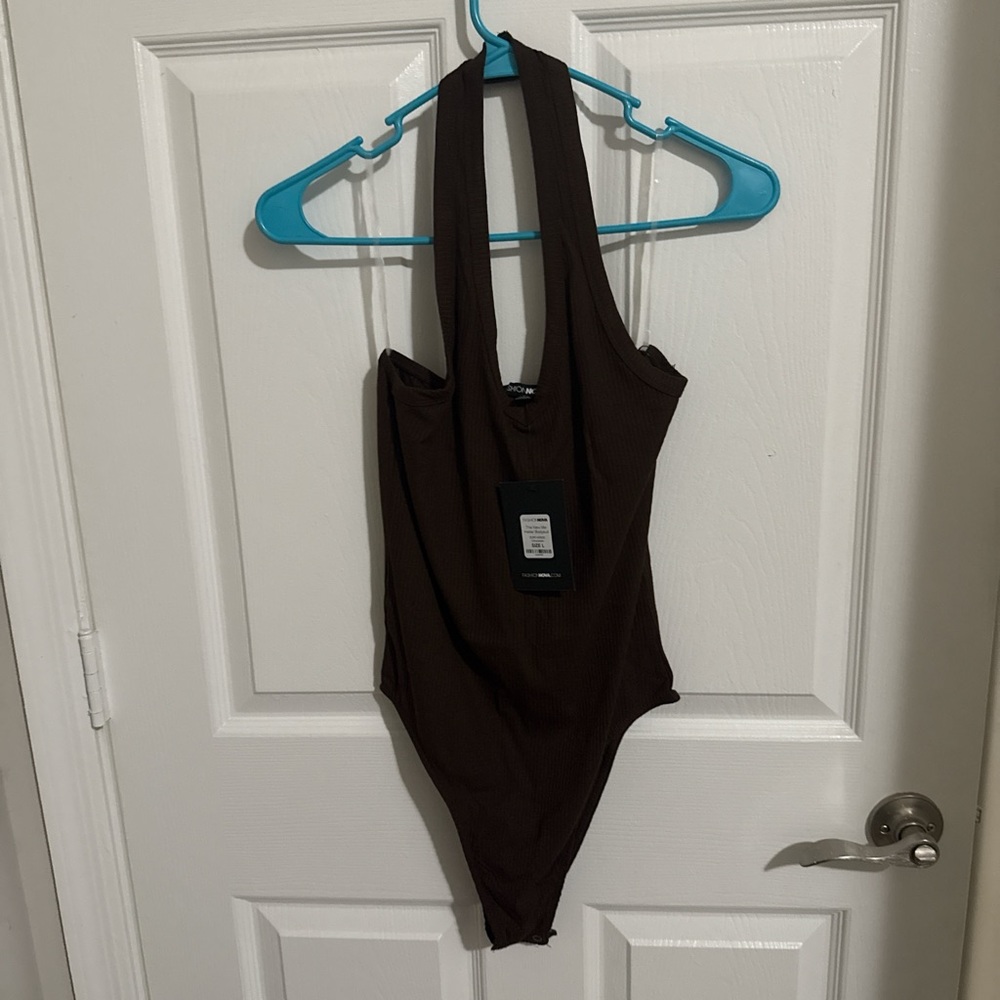 Fashion Nova Chocolate Halter Bodysuit
